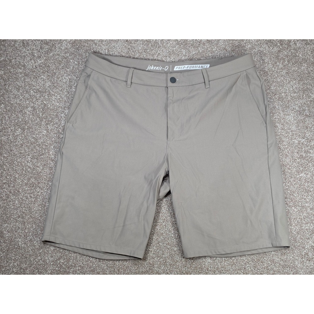 Johnnie-O Prep-Formance Mens Khaki Golf Shorts Size 35 Performance Flat Front